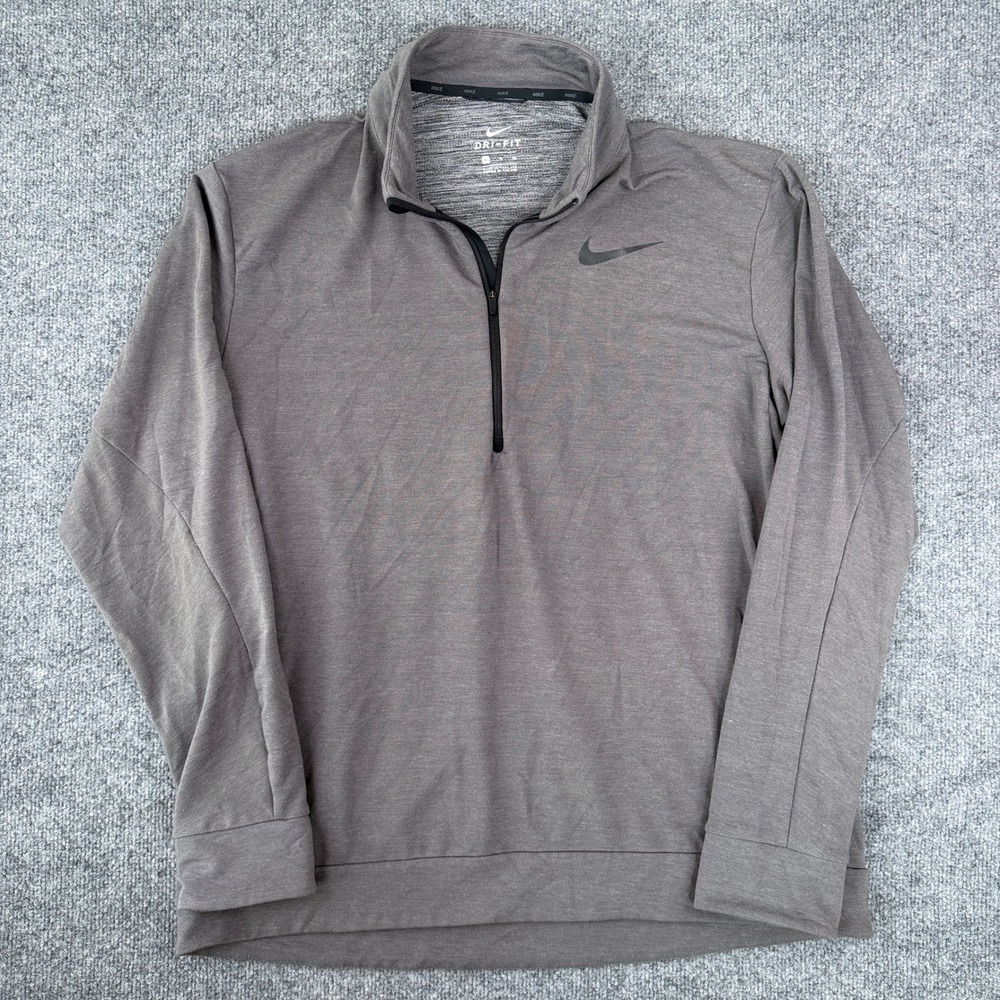 Nike 1/4 Zip Pullover Mens XL Gray Dri-FIT Long Sleeve Gym Stretch 885412-038
